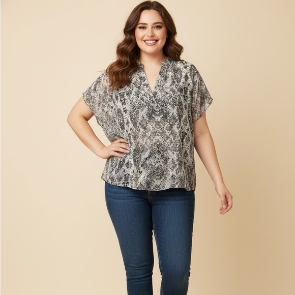 George Tops - George Women's Monochrome Snake Print Blouse